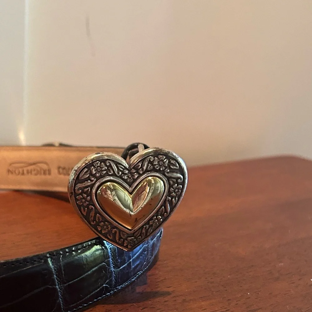 Brighton Black Leather Belt with Heart Buckle - Picture 3 of 3